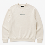 Cream sweatshirt with 'Persimmon' branding on a white background
